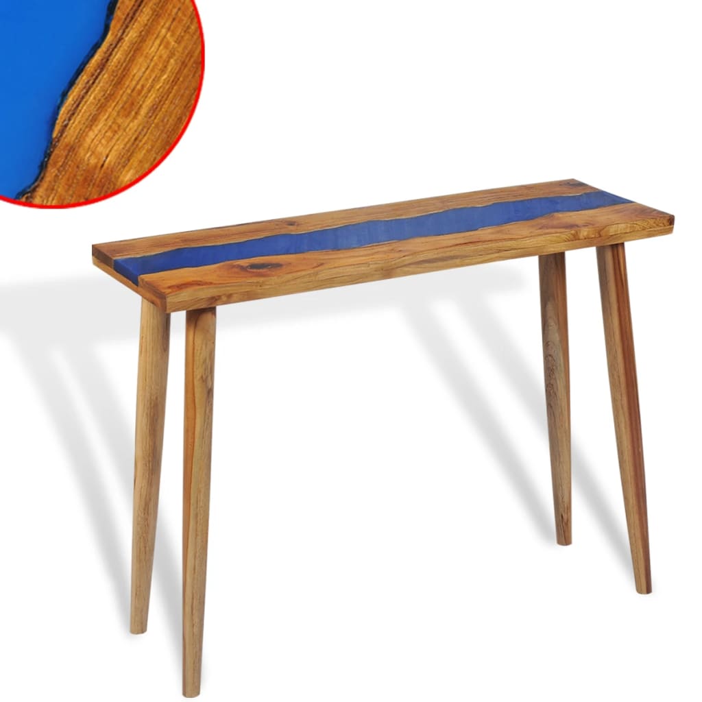 vidaXL طاولة كونسول خشب ساج وراتنج 100×35×75 سم