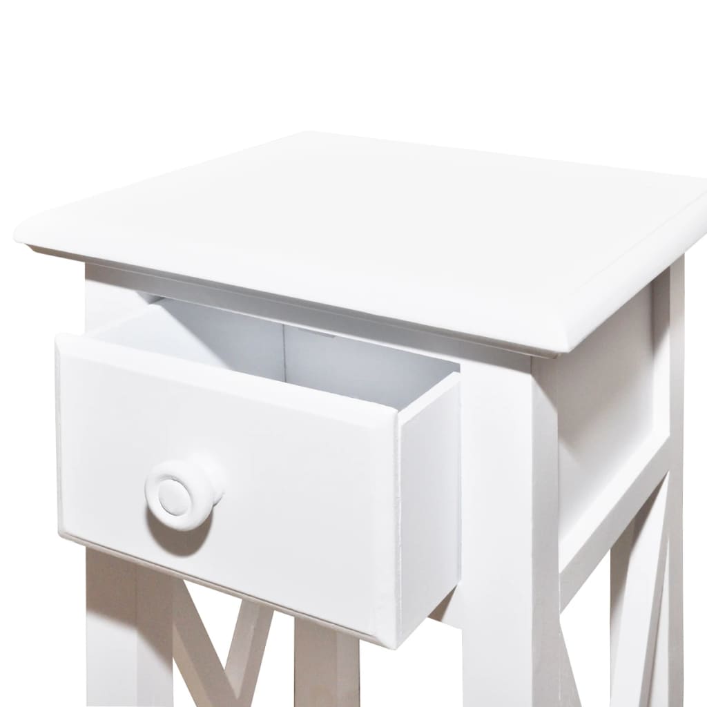 vidaXL طاولة جانبية مع درج أبيض