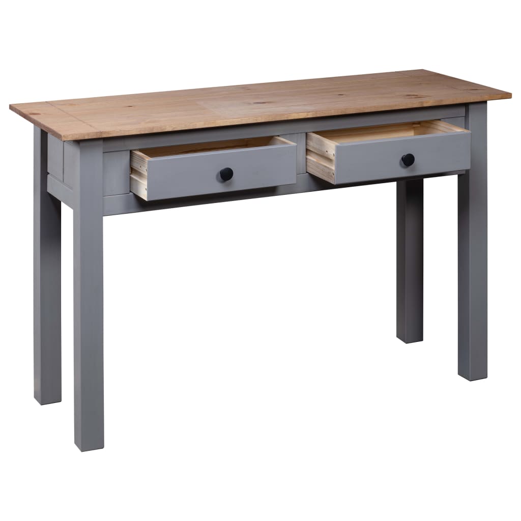 vidaXL طاولة كونسول رمادي 110×40×72 سم خشب صنوبر صلب طراز بنما