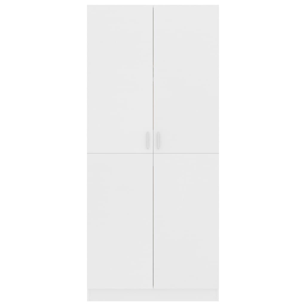 vidaXL خزانة ملابس أبيض 80×52×180 سم خشب حبيبي