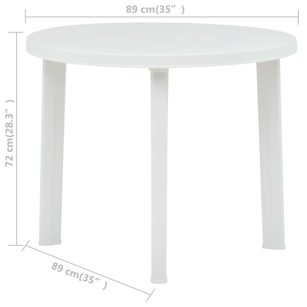 vidaXL طاولة حديقة أبيض 89 سم بلاستيك