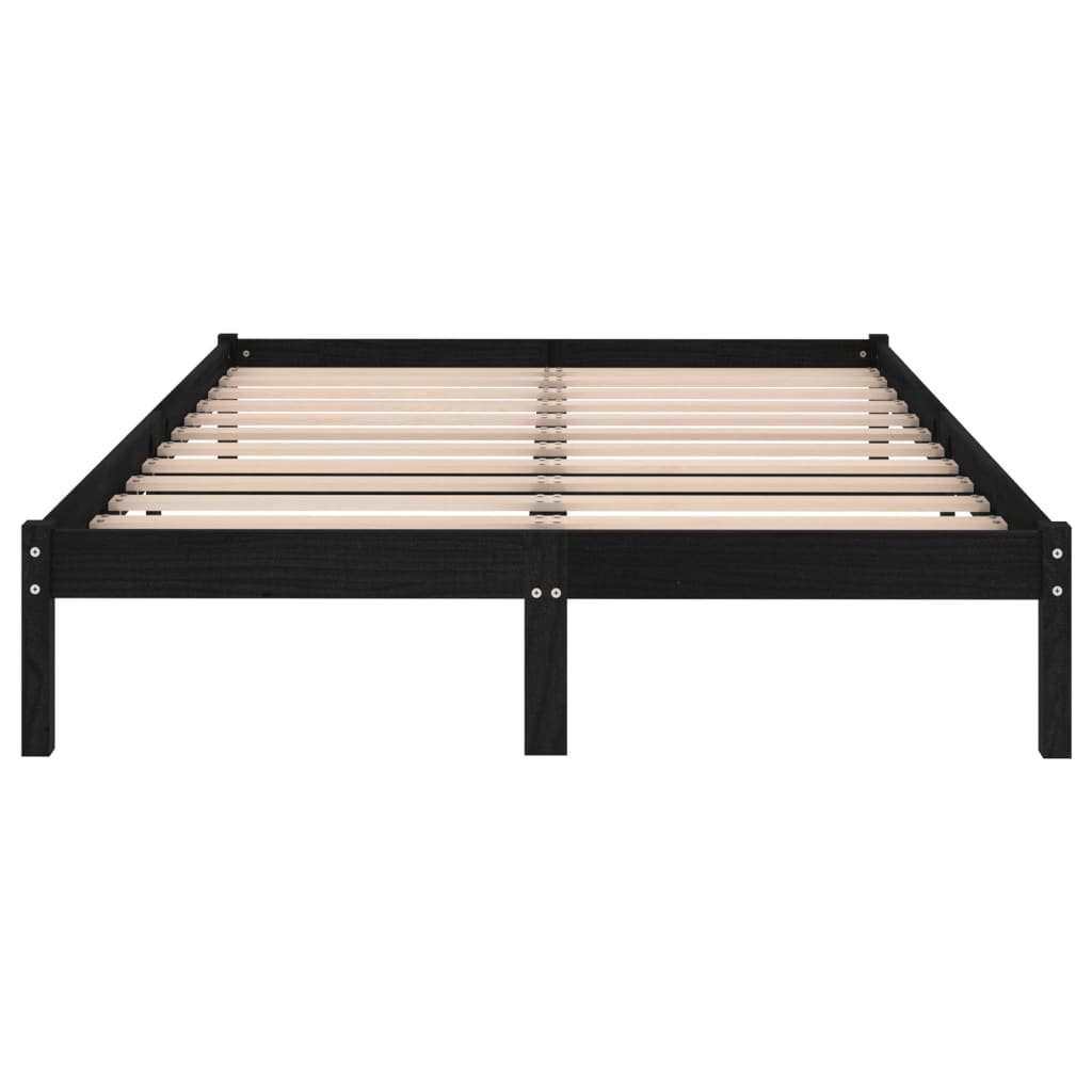 vidaXL إطار سرير خشب صنوبر صلب أسود 200×200 سم