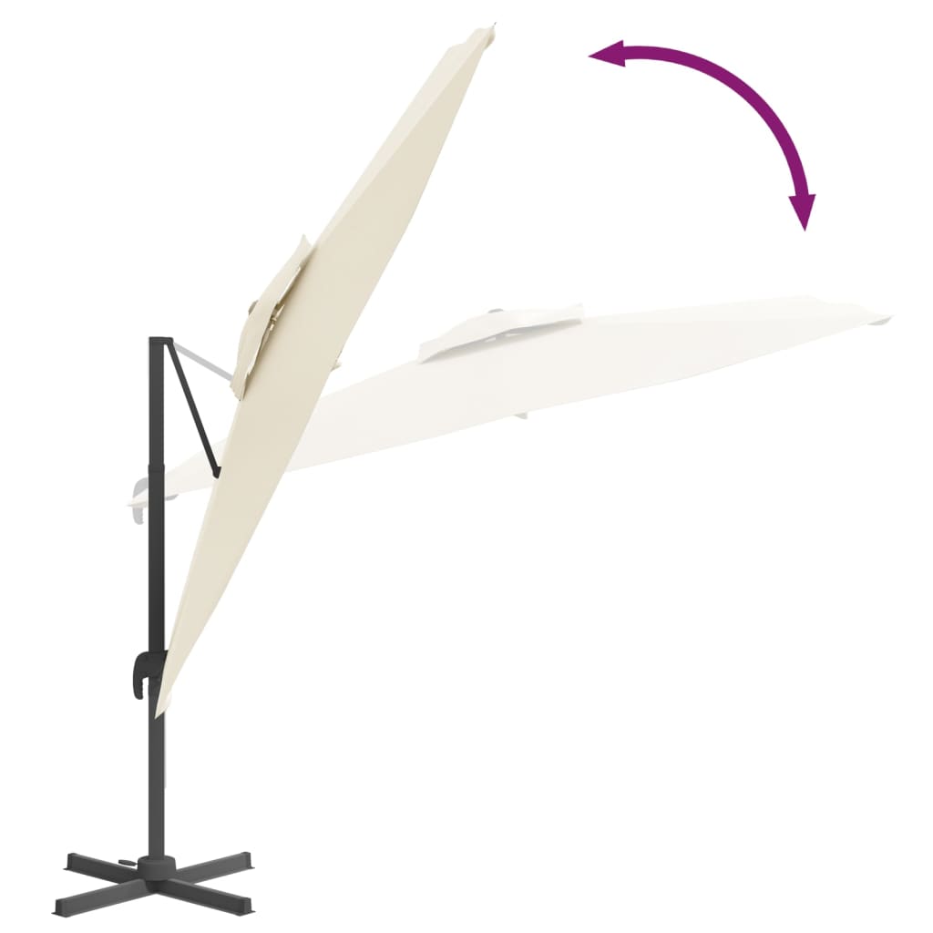 vidaXL مظلة كابولي بسقف مزدوج أبيض رملي 300×300 سم