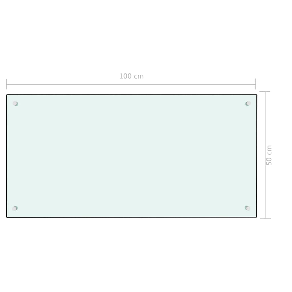 vidaXL لوح باكسبلاش للمطبخ أبيض 100×50 سم زجاج مقسى