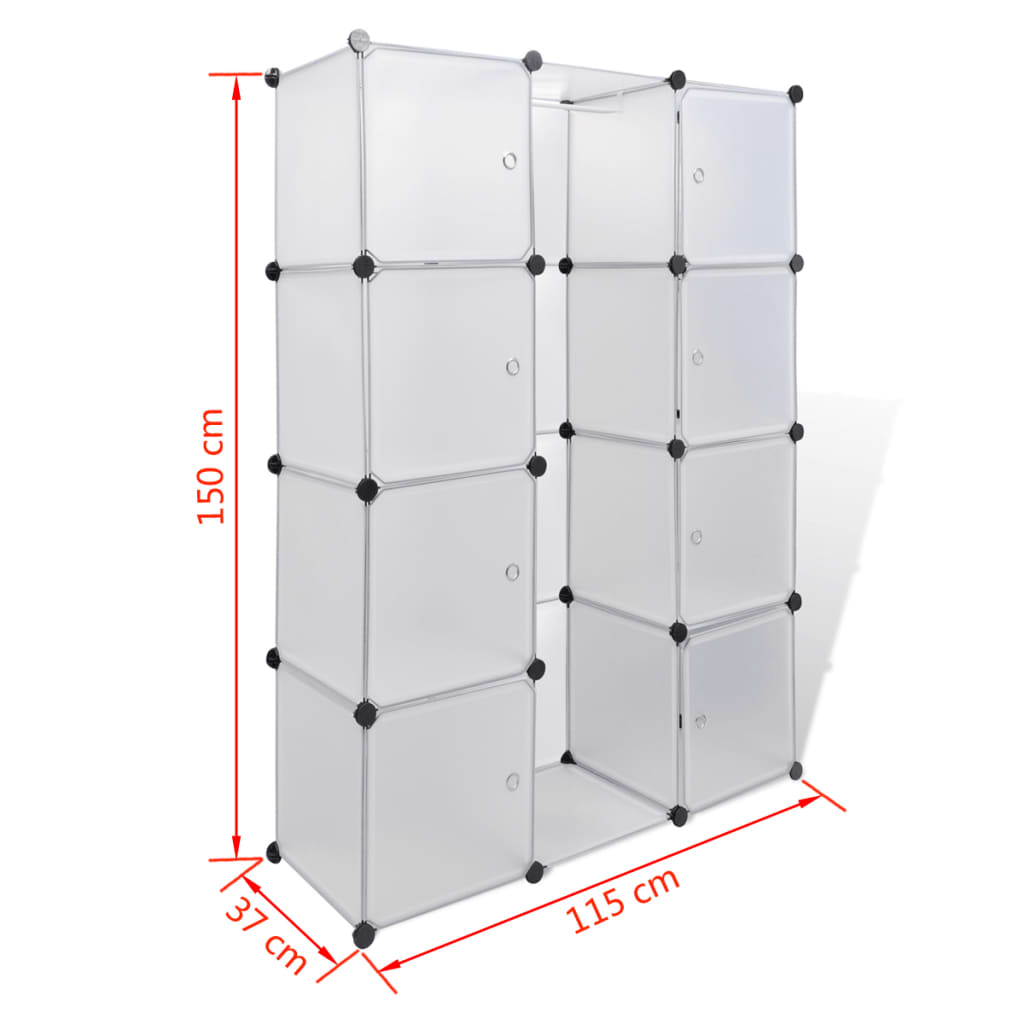 vidaXL خزانة مقسمة إلى 12 قسم 37×115×150 سم أبيض