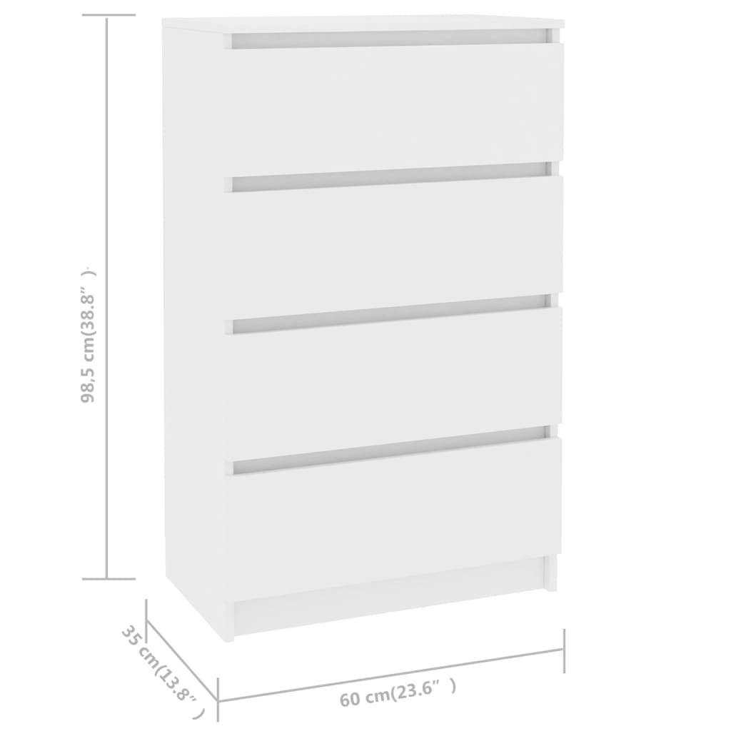 vidaXL خزانة جانبية أبيض 60×35×98.5 سم خشب صناعي