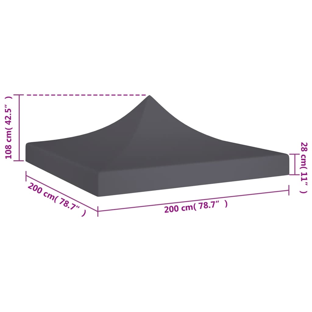 vidaXL سقف خيمة حفلات 2×2 م أنتراسيت 270 جم/م²