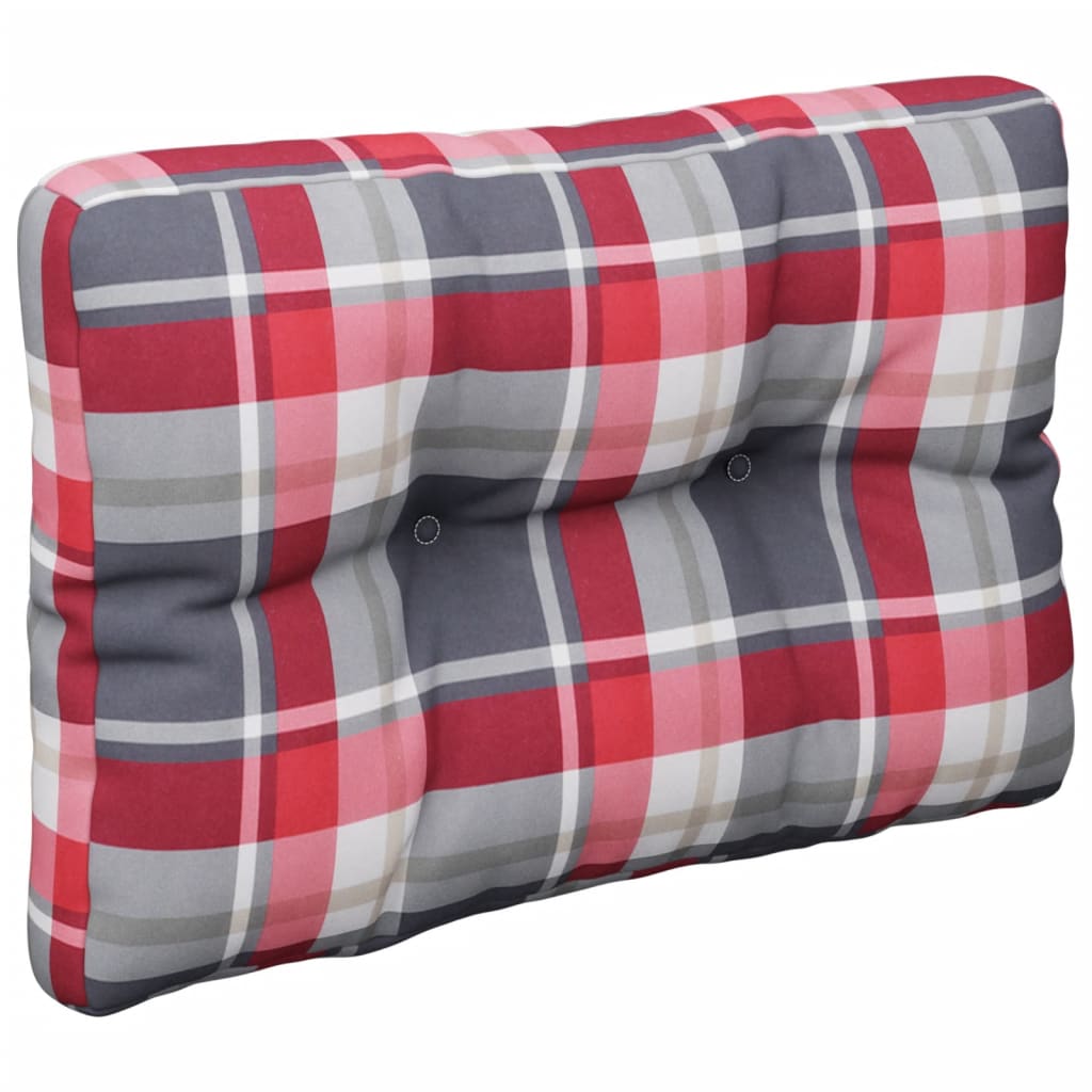 vidaXL وسادة أريكة طبليات نمط كاروهات أحمر 50×40×10 سم
