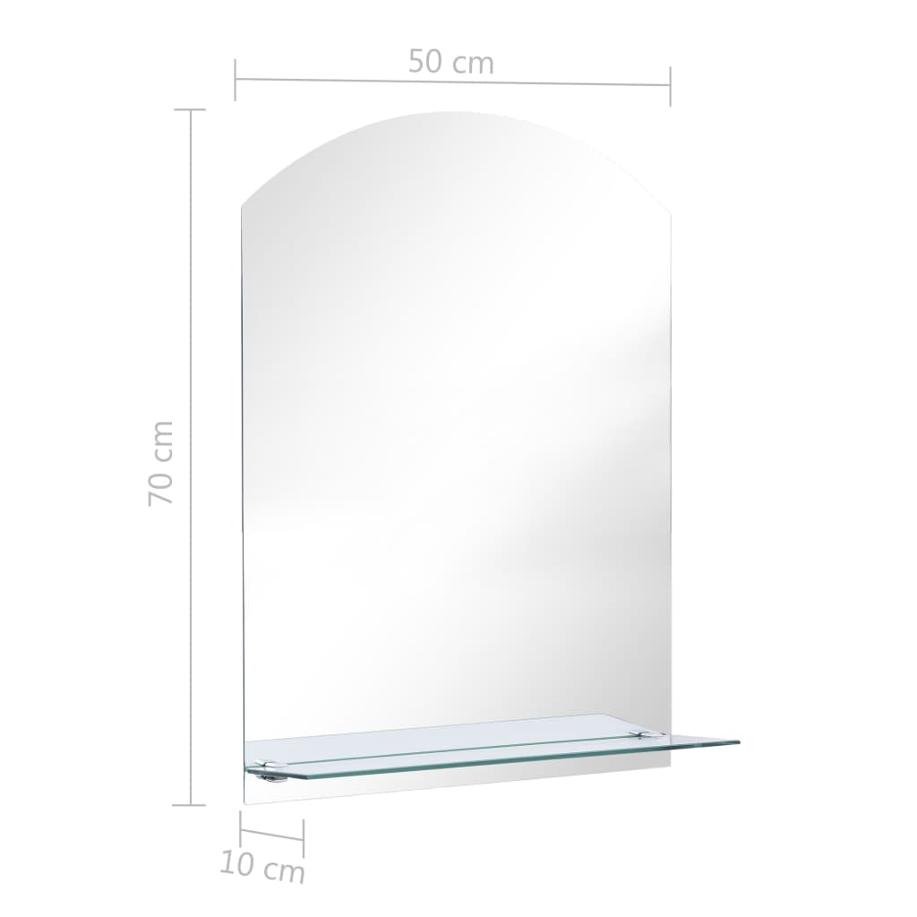 vidaXL مرآة حائط مع رف 50×70 سم زجاج مقسّى