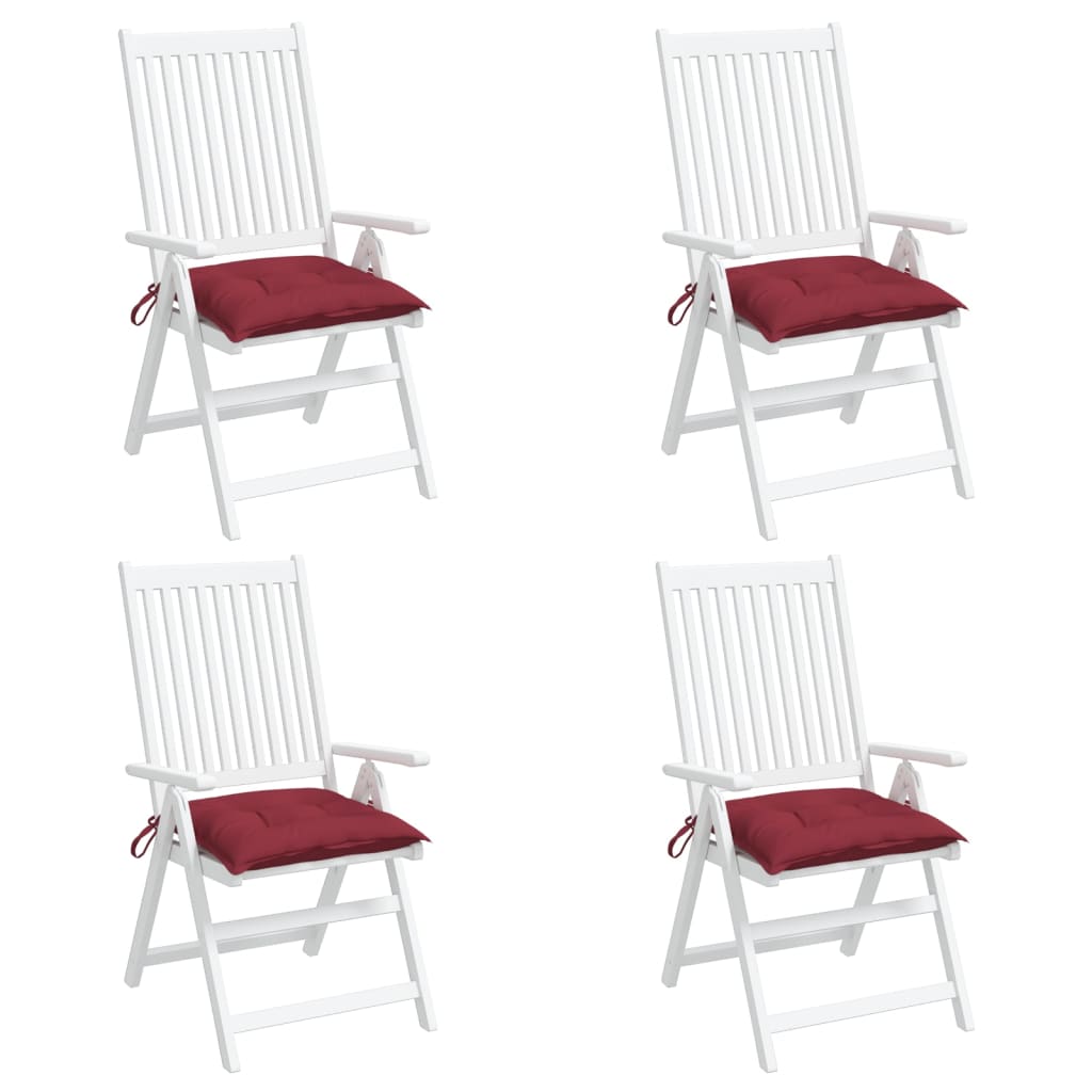 vidaXL وسائد كرسي 4 ق أحمر خمري 40×40×7 سم