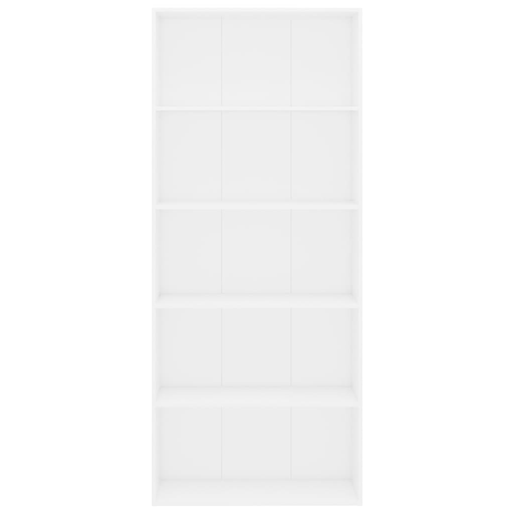 vidaXL خزانة كتب 5 طبقات أبيض 80×30×189 سم خشب حبيبي