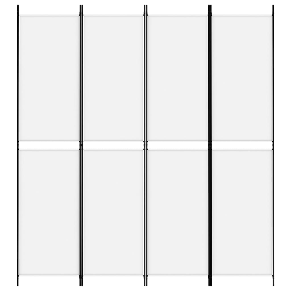 vidaXL مقسم غرفة 4-ألواح أبيض 200×220 سم قماش