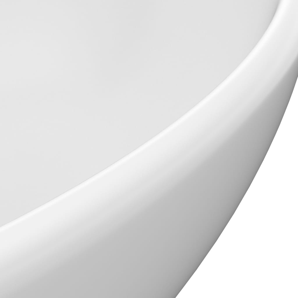 vidaXL حوض فاخر بيضاوي الشكل أبيض غير لامع 40×33 سم سيراميك