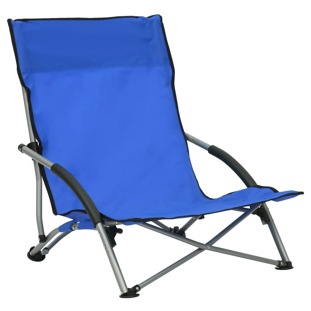 vidaXL كراسي شاطئ قابلة للطي 2 ق قماش أزرق