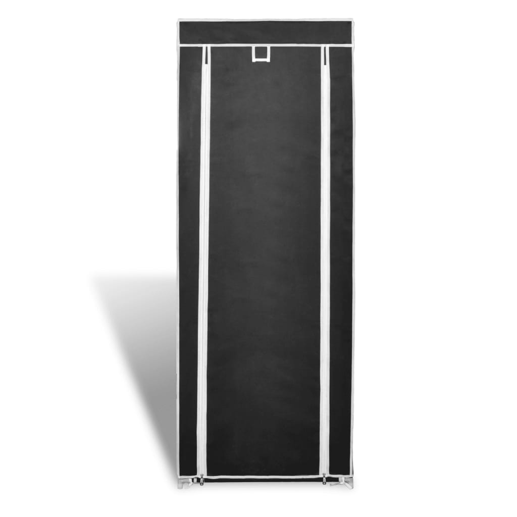 vidaXL خزانة أحذية قماشية مع غطاء 57×29×162 سم أسود