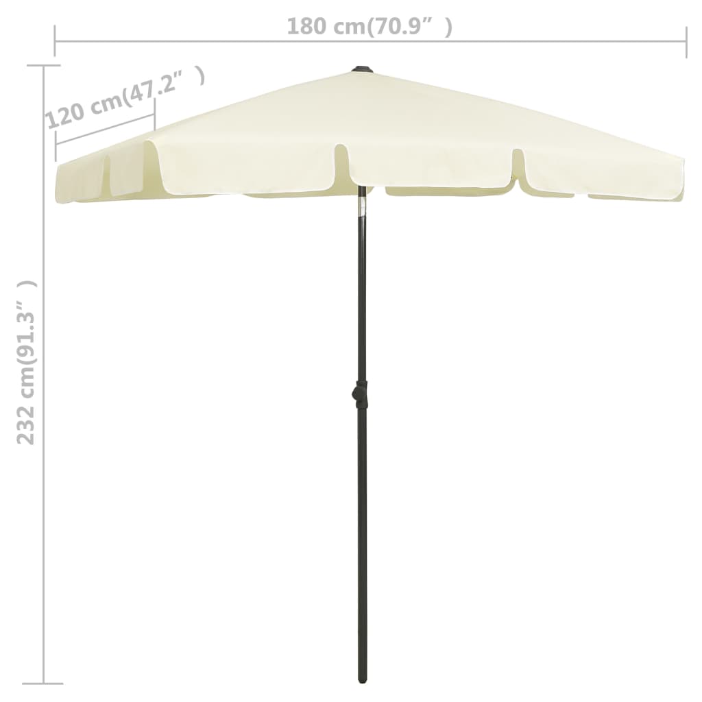 vidaXL مظلة شاطئ أصفر رملي 180×120 سم