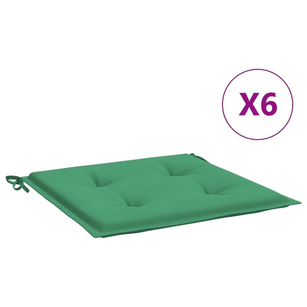 vidaXL وسائد كرسي حديقة 6 ق أخضر 40×40×3 سم قماش