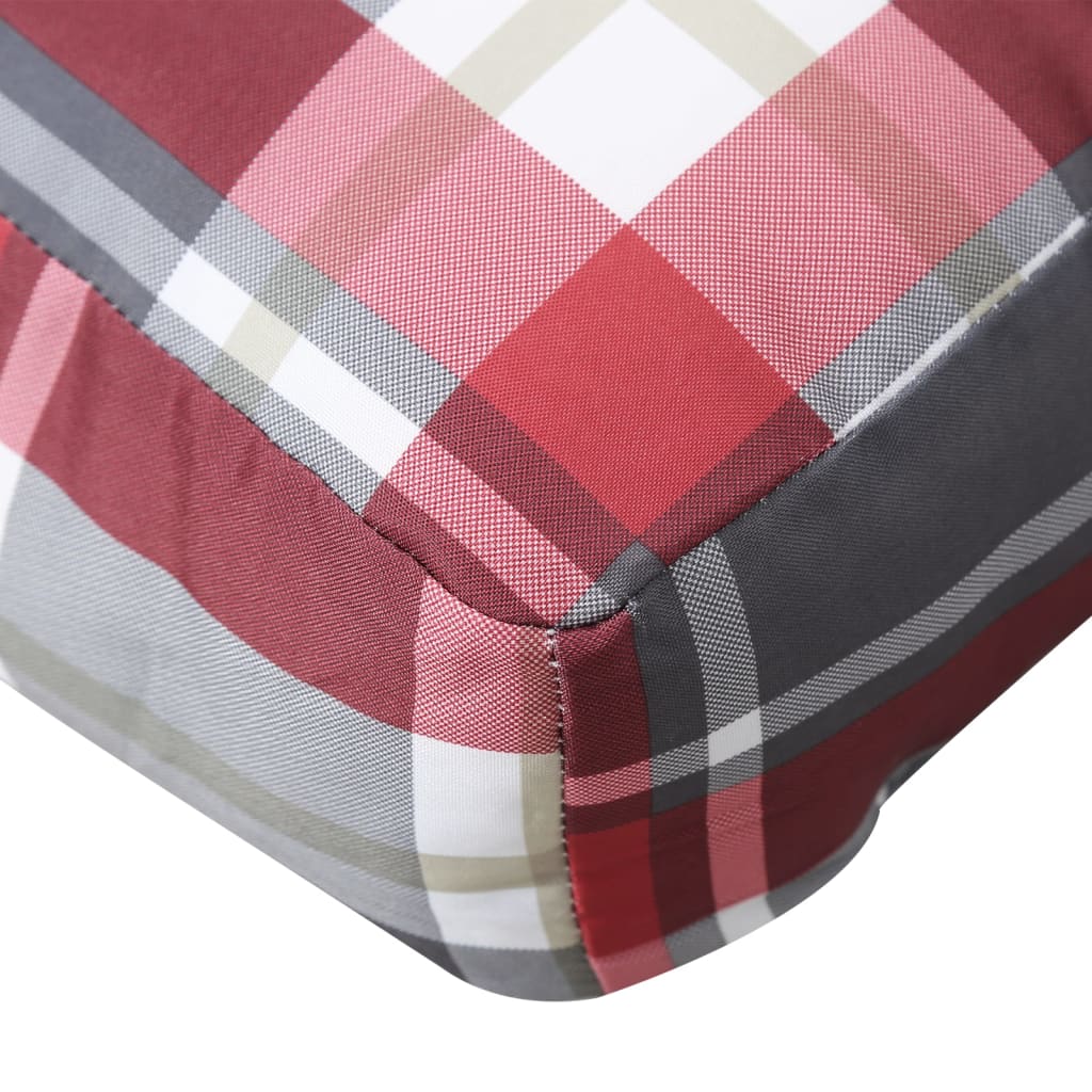vidaXL وسادة أريكة طبليات نمط كاروهات أحمر 70×70×10 سم