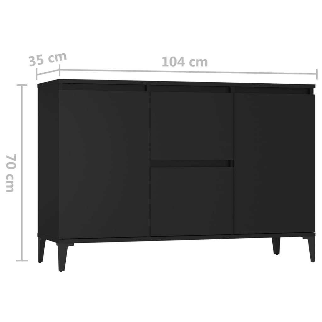 vidaXL خزانة جانبية أسود 104×35×70 سم خشب صناعي