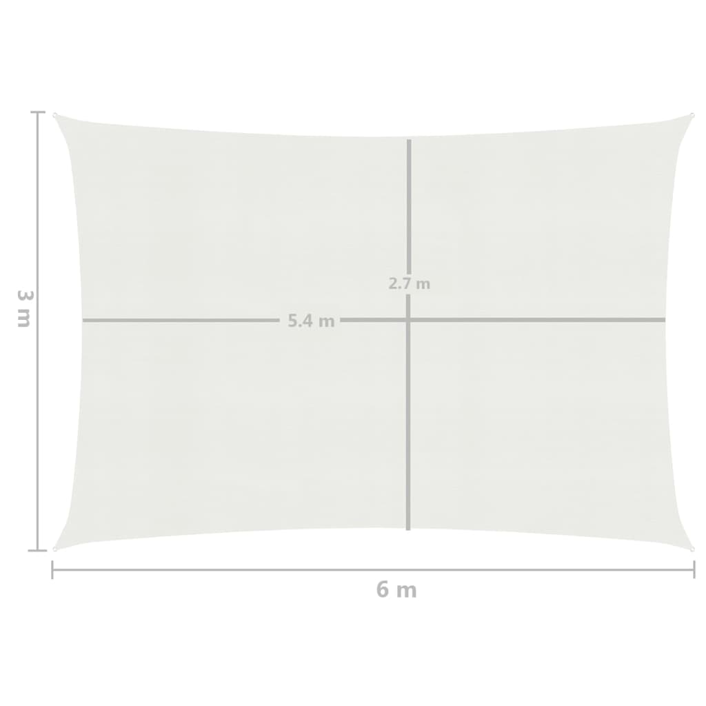 vidaXL مظلة شراعية 160 جم/م² أبيض 3×6 م HDPE
