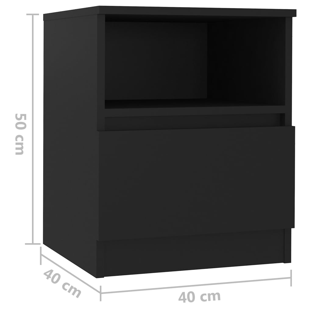 vidaXL خزانة سرير أسود 40×40×50 سم خشب صناعي