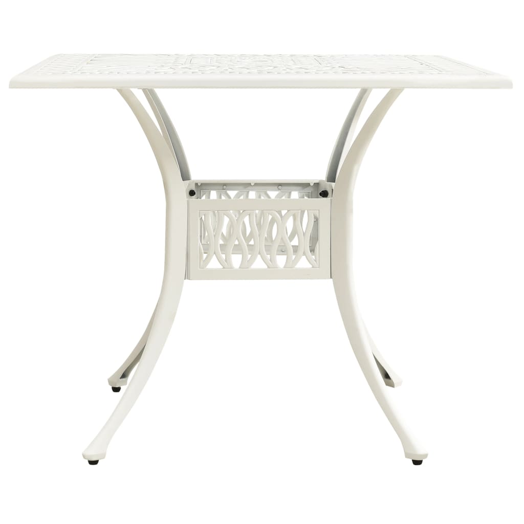 vidaXL طاولة حديقة أبيض 90×90×73 سم ألومنيوم مصبوب
