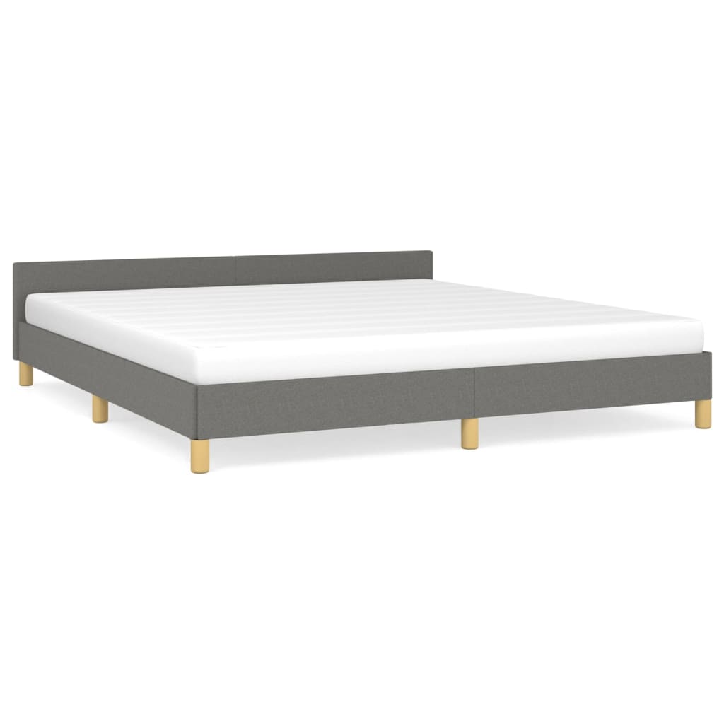vidaXL إطار سرير مع ظهر سرير رمادي داكن 180×200 سم قماش