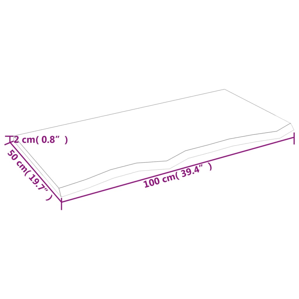 vidaXL رف حائط لون بني فاتح 2x50x100 سم خشب بلوط صلب معالج