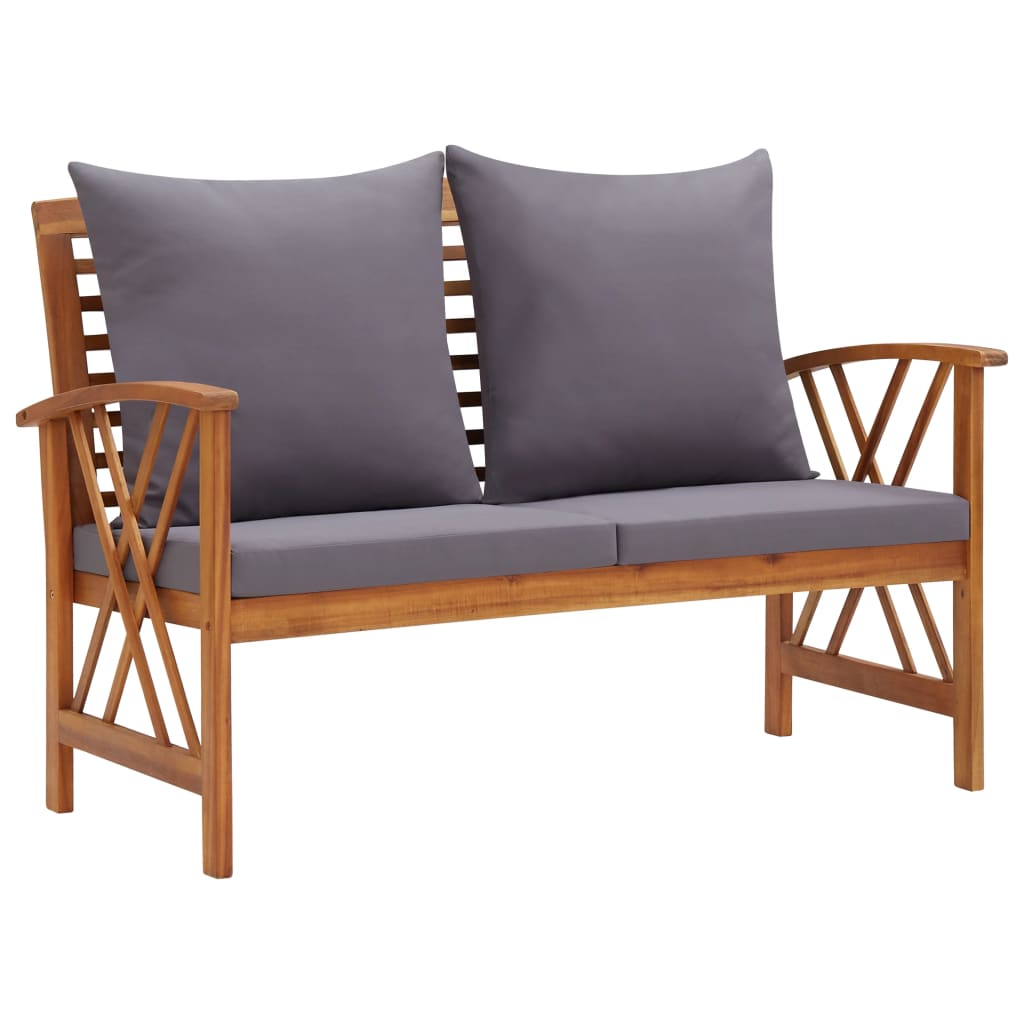 vidaXL طقم قطعتين أريكة جلسة حديقة مع وسائد خشب أكاسيا صلب
