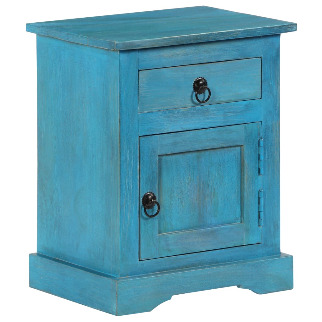 vidaXL طاولة سرير جانبية خشب مانجو صلب 40×30×50 سم أزرق