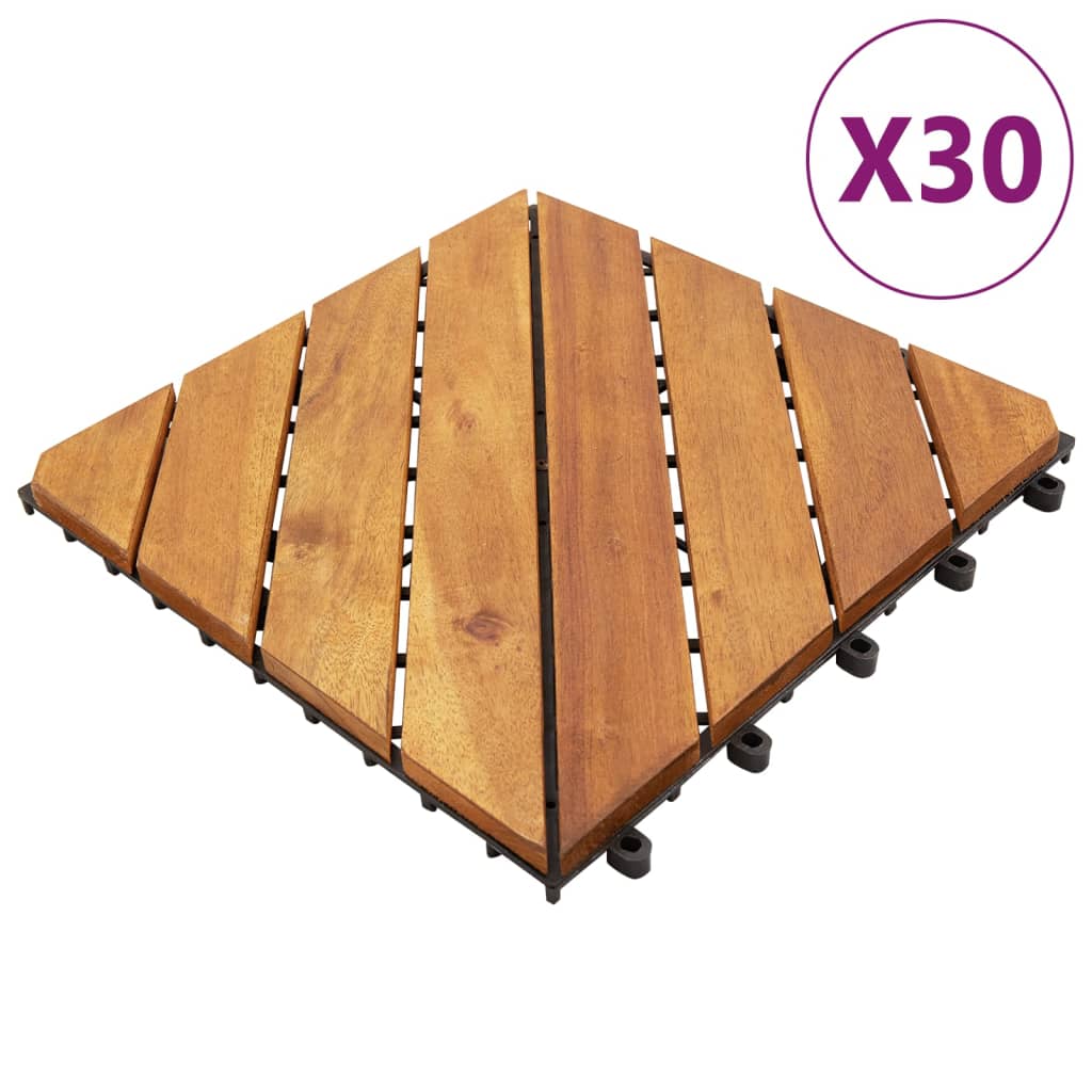 vidaXL بلاط تزيين أرضيات 30 ق بني 30×30 سم خشب أكاسيا صلب