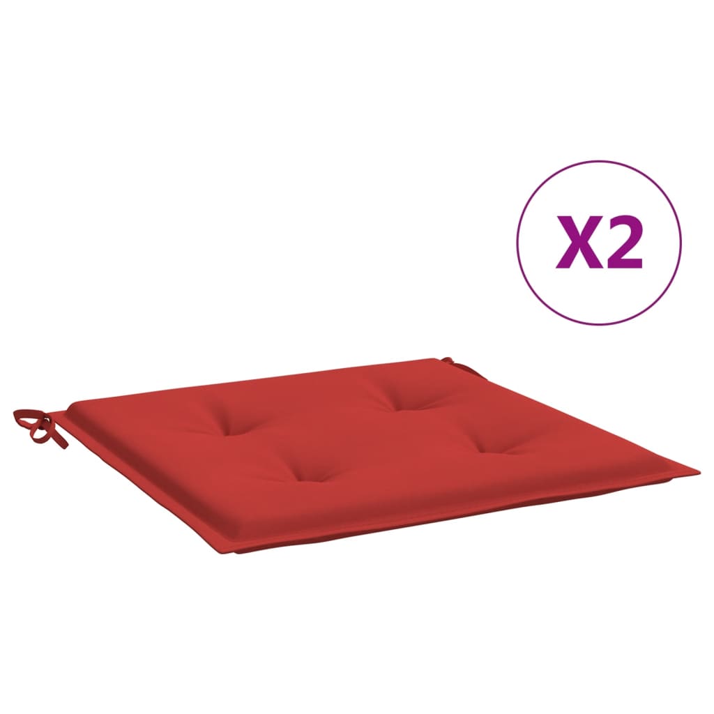vidaXL وسائد كرسي حديقة 2 ق أحمر 50×50×3 سم