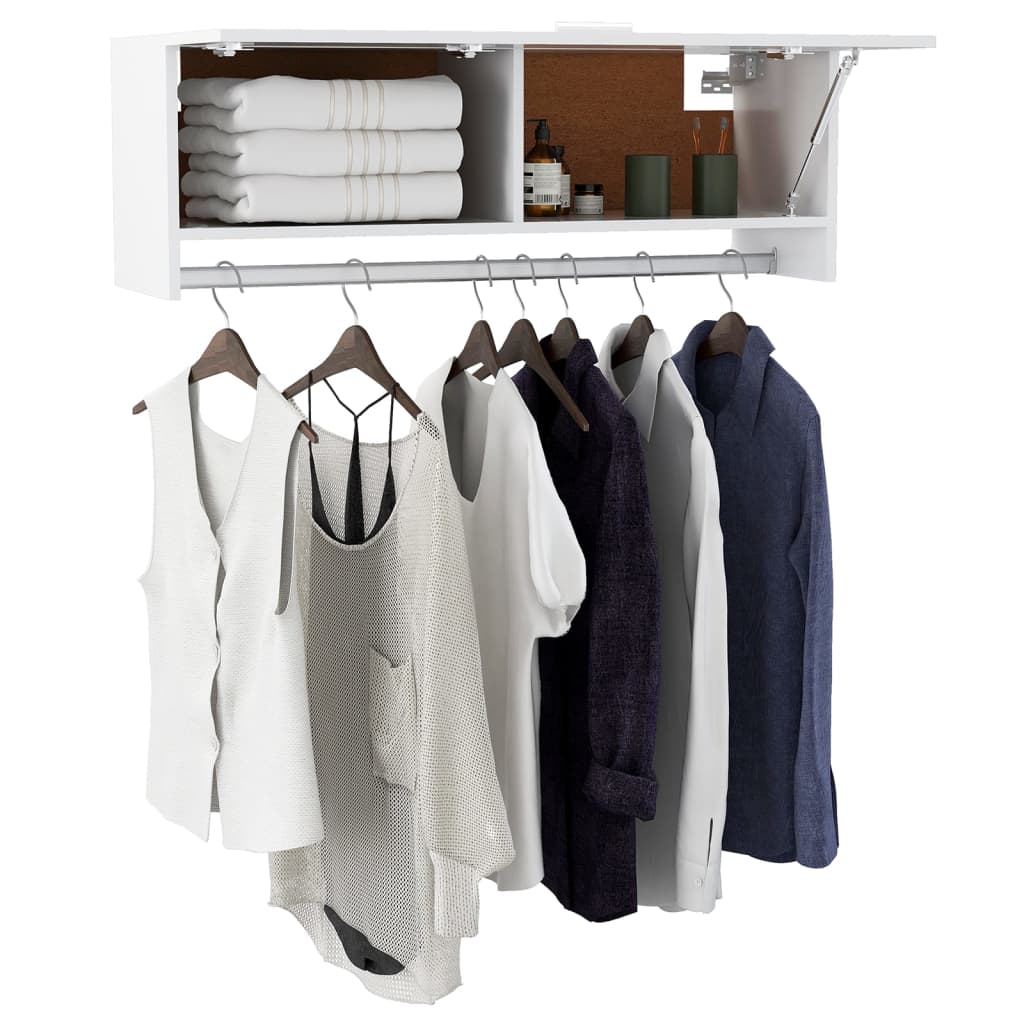 vidaXL خزانة ملابس أبيض 100×32.5×35 سم خشب حبيبي
