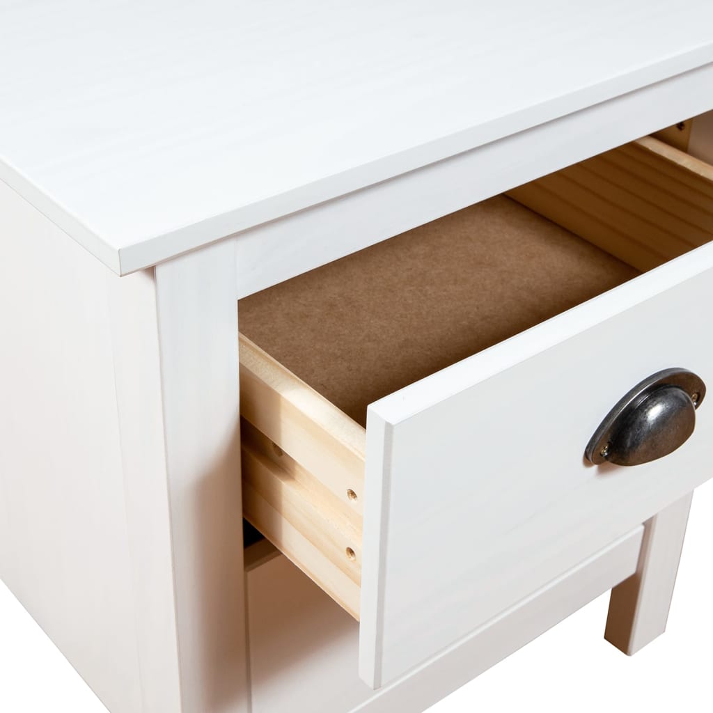 vidaXL خزانة سرير جانبية "هيل رينج" أبيض 46×35×49.5 سم خشب صنوبر صلب