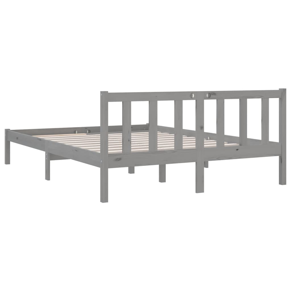 vidaXL إطار سرير خشب صنوبر صلب رمادي 120×200 سم