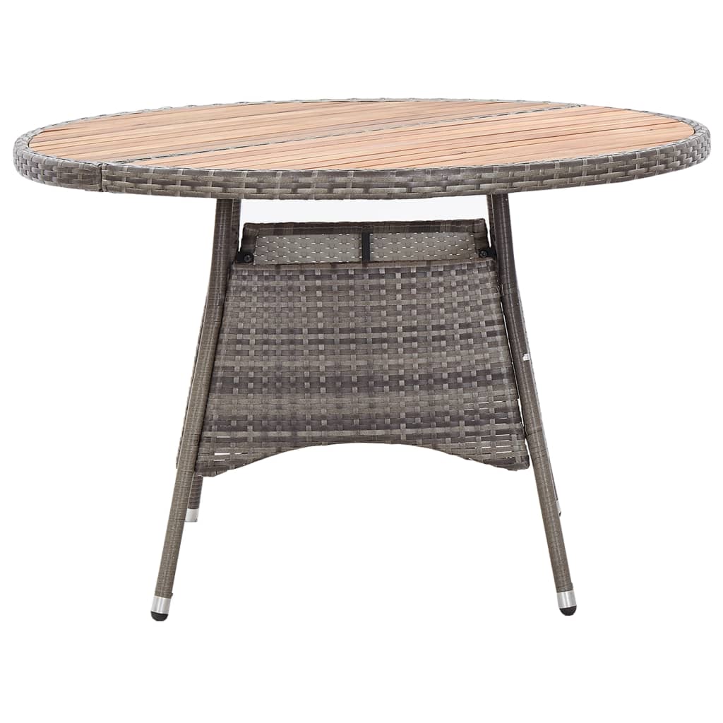vidaXL طاولة حديقة 115×74 سم بولي روطان وخشب أكاسيا صلب رمادي