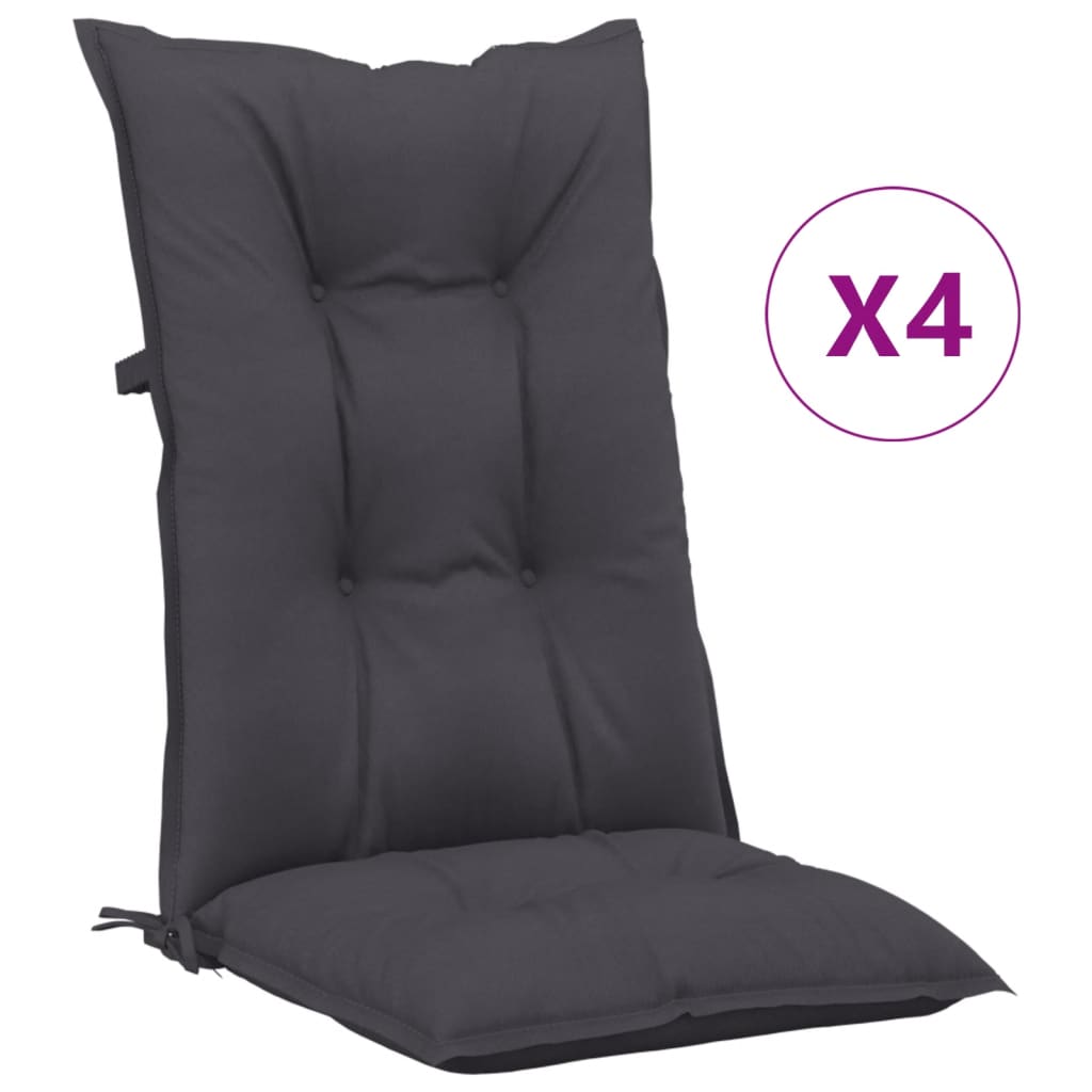 vidaXL وسائد كرسي حديقة 4 ق أنثراسيت 120×50×7 سم