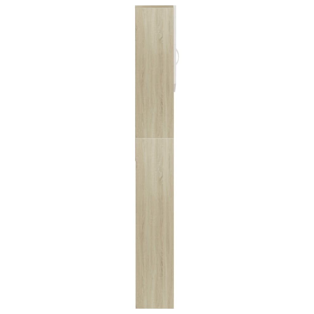 vidaXL خزانة غسالة أبيض وسونوما أوك 64×25.5×190 سم خشب حبيبي