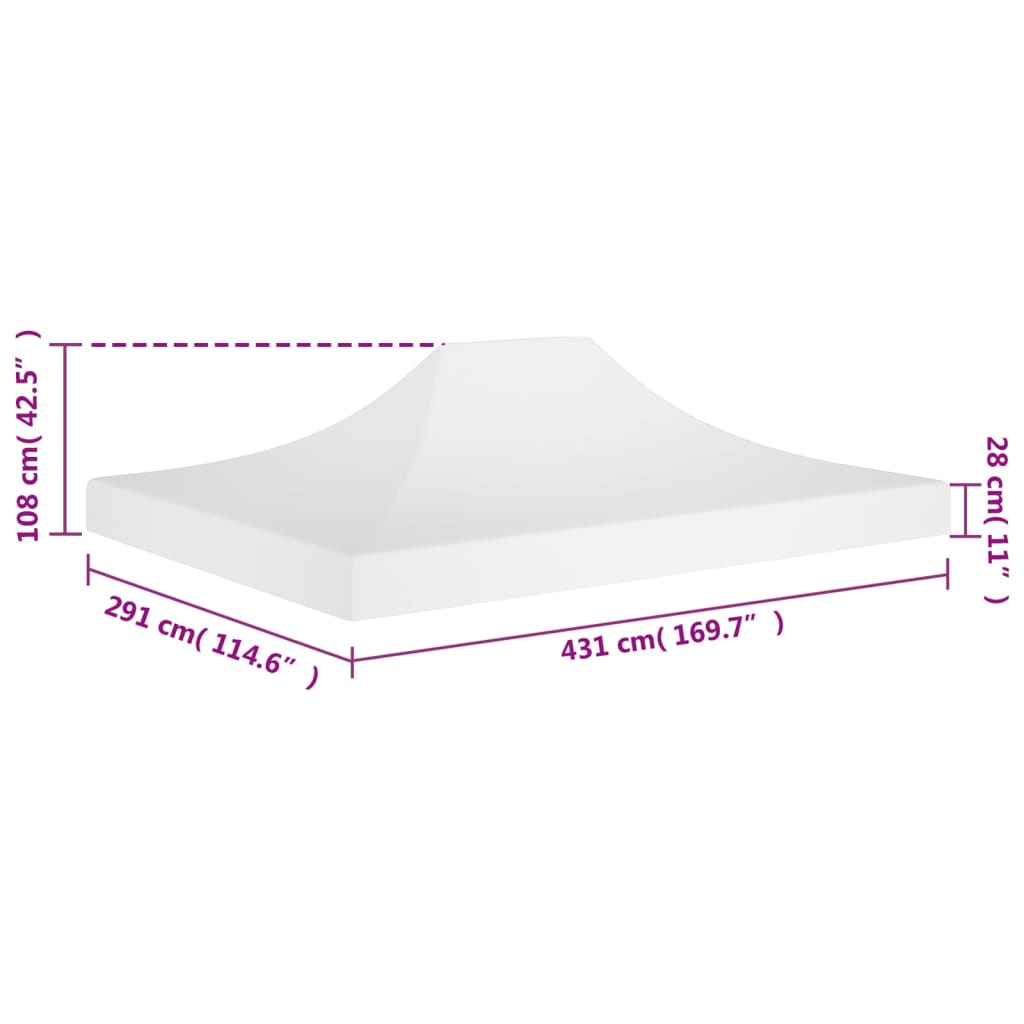 vidaXL سقف خيمة حفلات 4.5×3 م أبيض 270 جم/م²