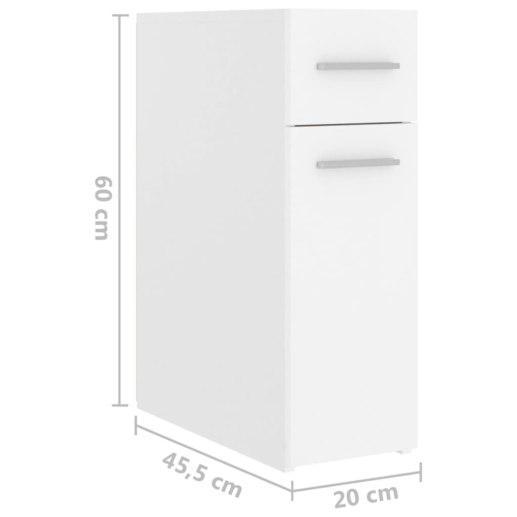 vidaXL خزانة صيدلي أبيض 20×45.5×60 سم خشب صناعي