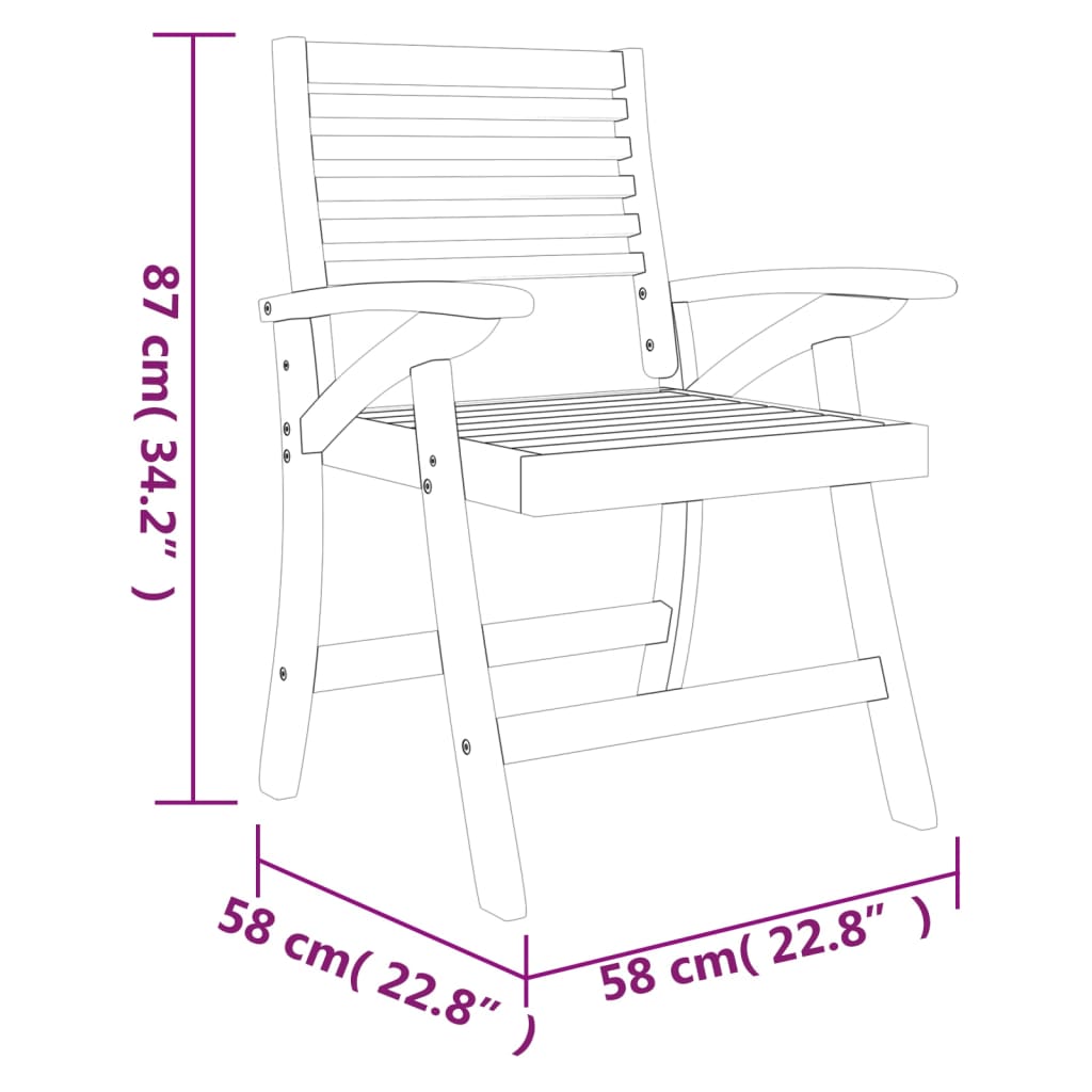 vidaXL كراسي حديقة 4 قطع 87x58x58 سم خشب أكاسيا صلب