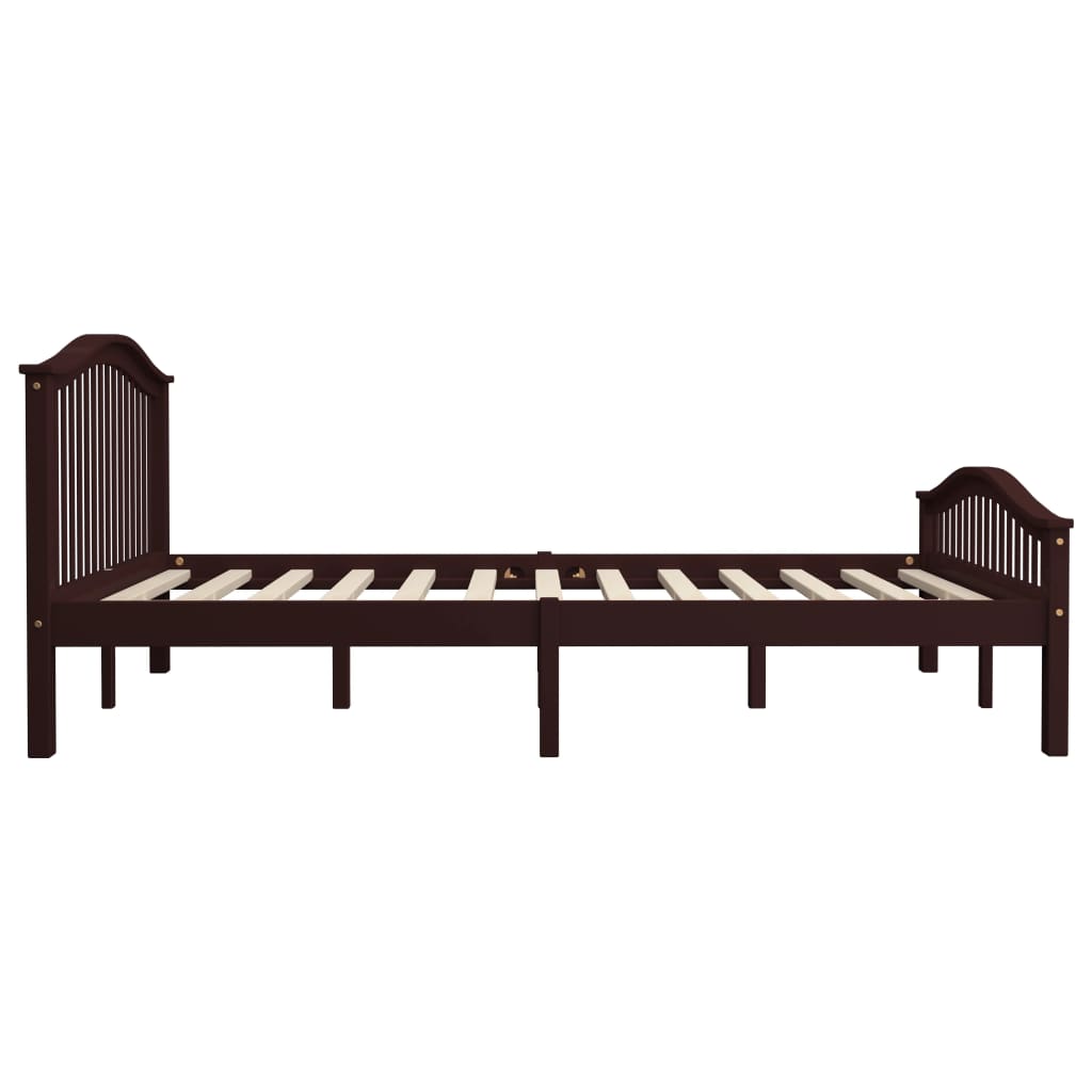 vidaXL إطار سرير خشب صنوبر صلب بني غامق 180×200 سم