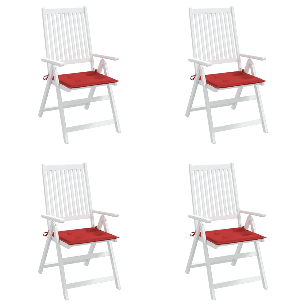 vidaXL وسائد كرسي 4 ق أحمر 50×50×3 سم قماش