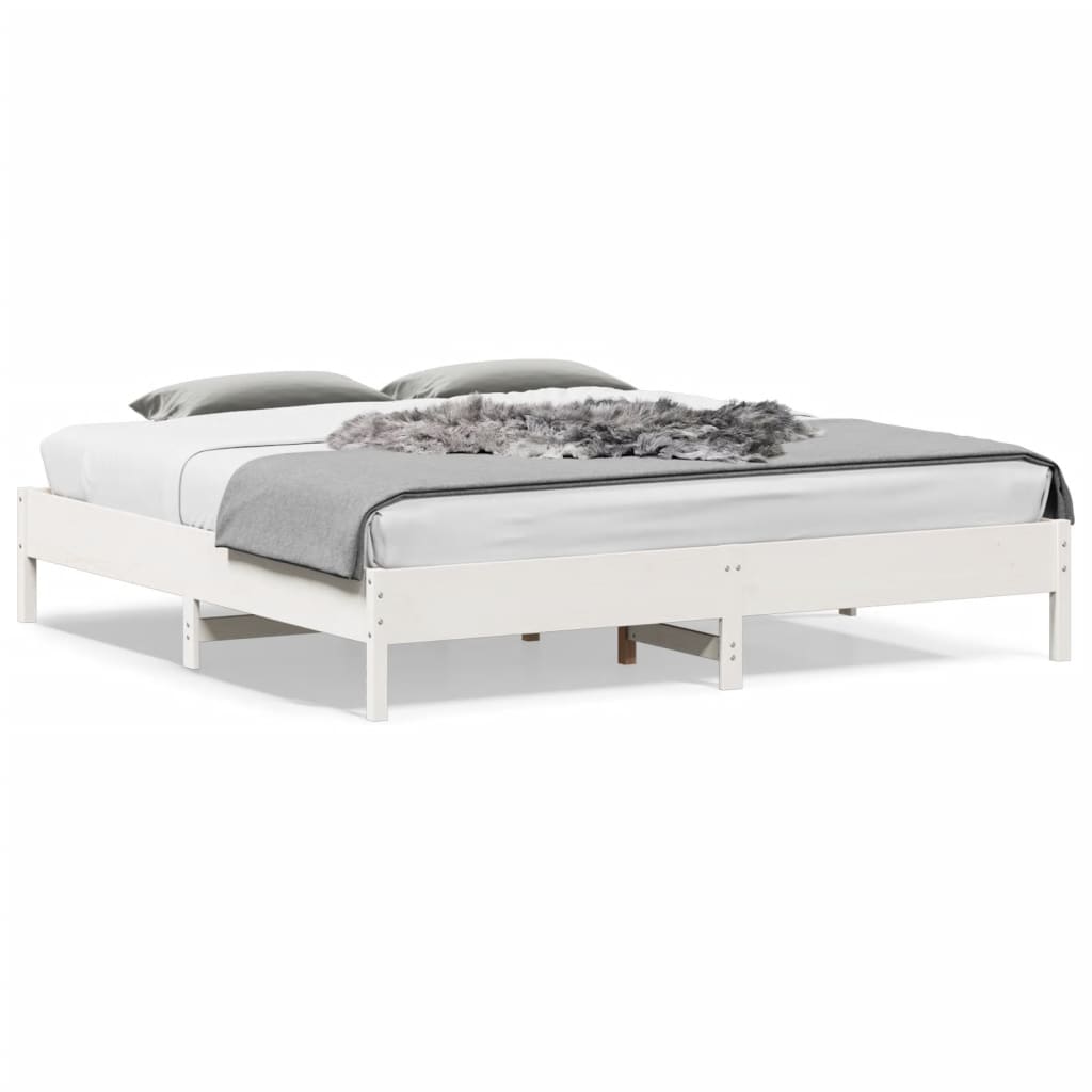 vidaXL إطار سرير لون أبيض 200x180 سم خشب صلب صنوبر
