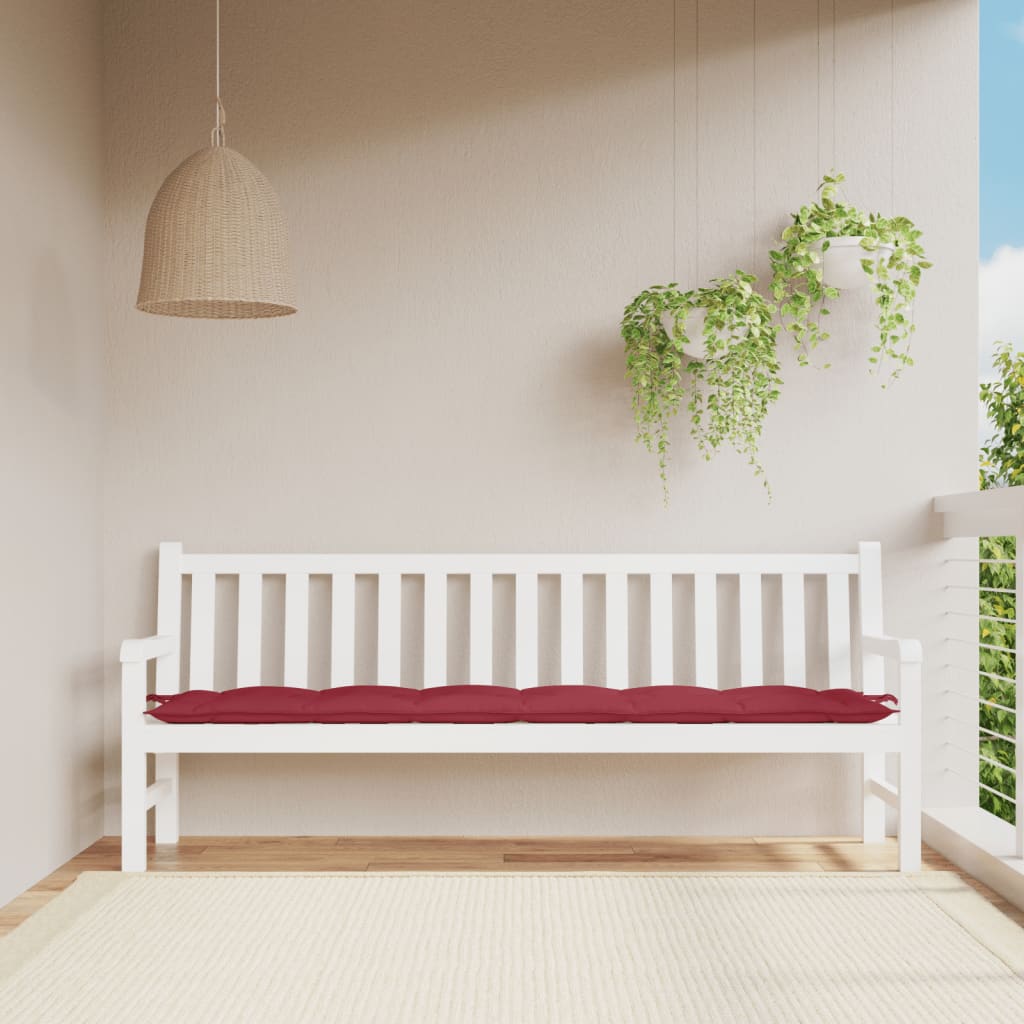 vidaXL وسادة مقعد حديقة أحمر خمري 200×50×7 سم قماش