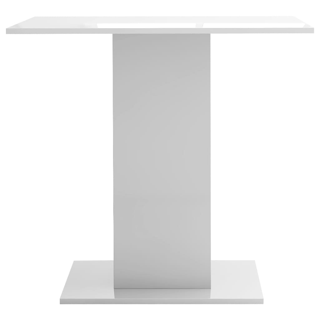 vidaXL طاولة سفرة أبيض لامع 80×80×75 سم خشب مضغوط