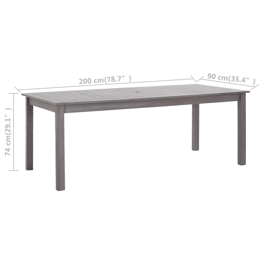 vidaXL طاولة حديقة رمادي باهت 200×90×74 سم خشب أكاسيا صلب