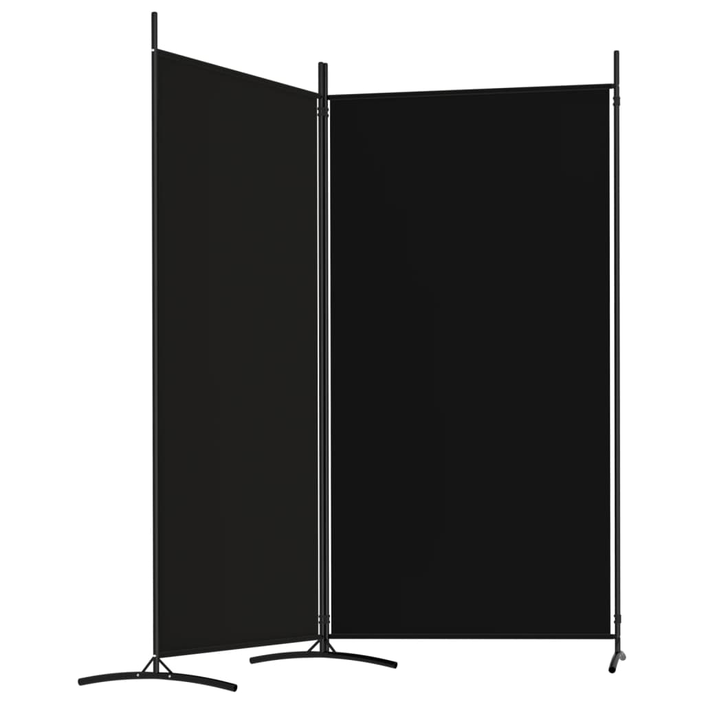 vidaXL مقسم غرفة 2-ألواح أسود 175×180 سم قماش