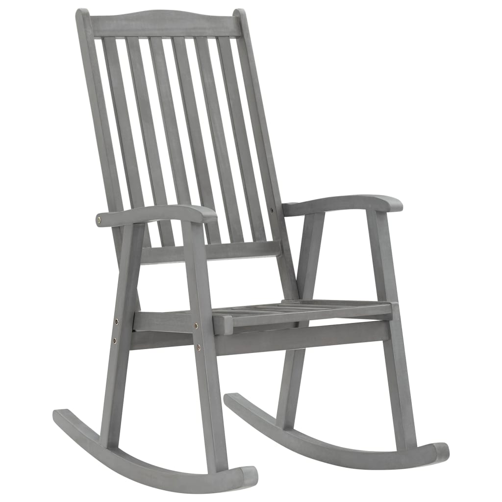 vidaXL كرسي هزاز مع وسائد رمادية خشب أكاسيا صلب (311845+43177)