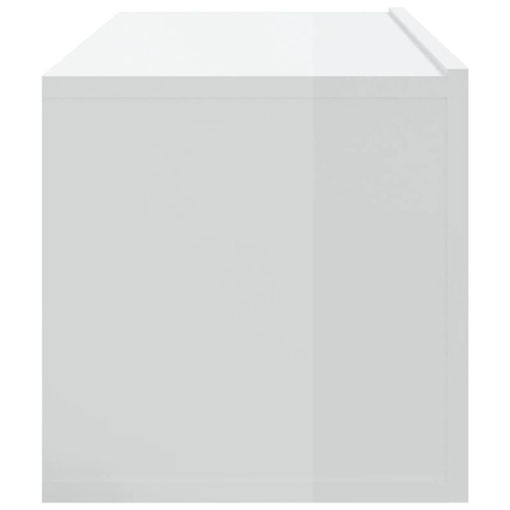 vidaXL خزانات تلفزيون حائط 2ق أبيض لامع جداً 30x30x100 سم خشب صناعي